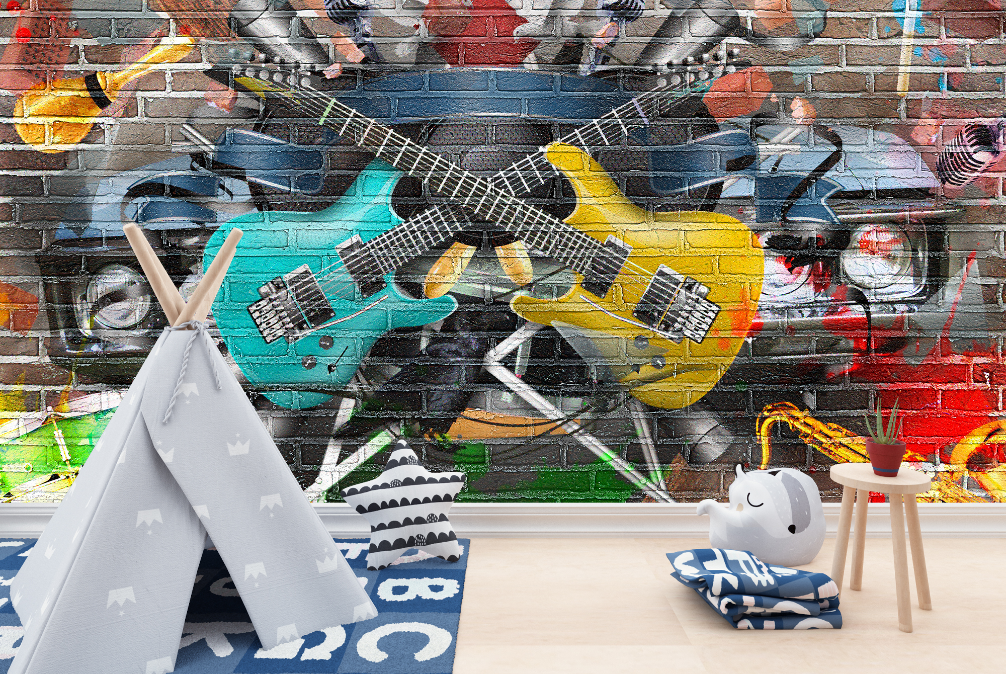 Gitarre Musik Fototapete Graffiti Tapete Kinderzimmer Foto Inneneinrichtungen