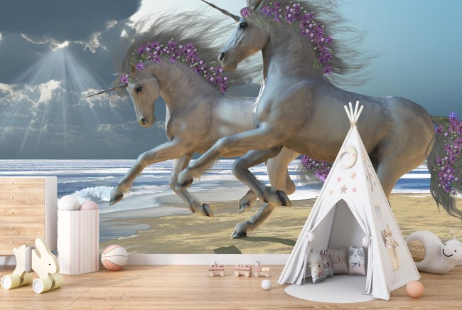 Unicorn Beach Wallpaper Wall Mural