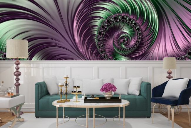 Abstract Purple Swirl 3D Wallpaper Wall Mural