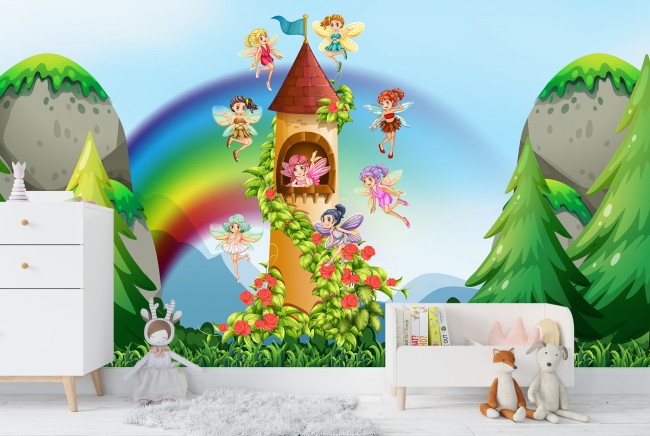 Fairy Castle Wall Mural Fairytale Wallpaper Girls Bedroom