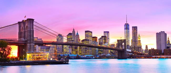 New York Pink Sunset Wallpaper Wall Mural