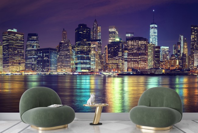 Manhattan Night Wall Mural City Skyline New York Wallpaper ...