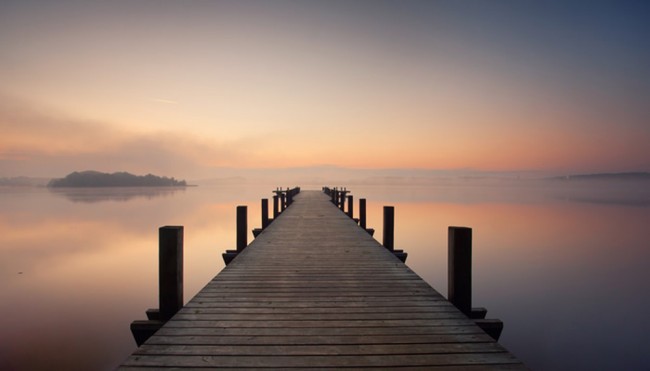 Misty Ocean Pier Wallpaper Wall Mural