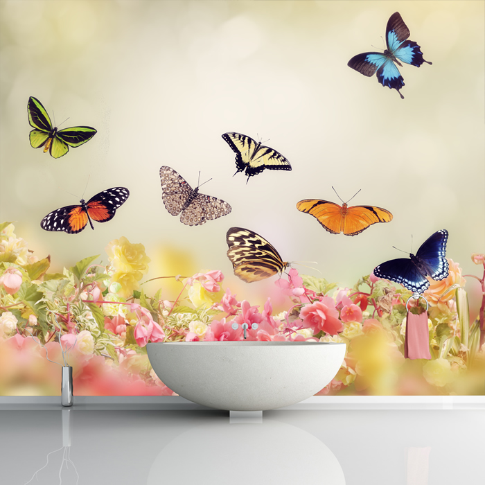 Floral Butterfly Wallpaper Wall Mural