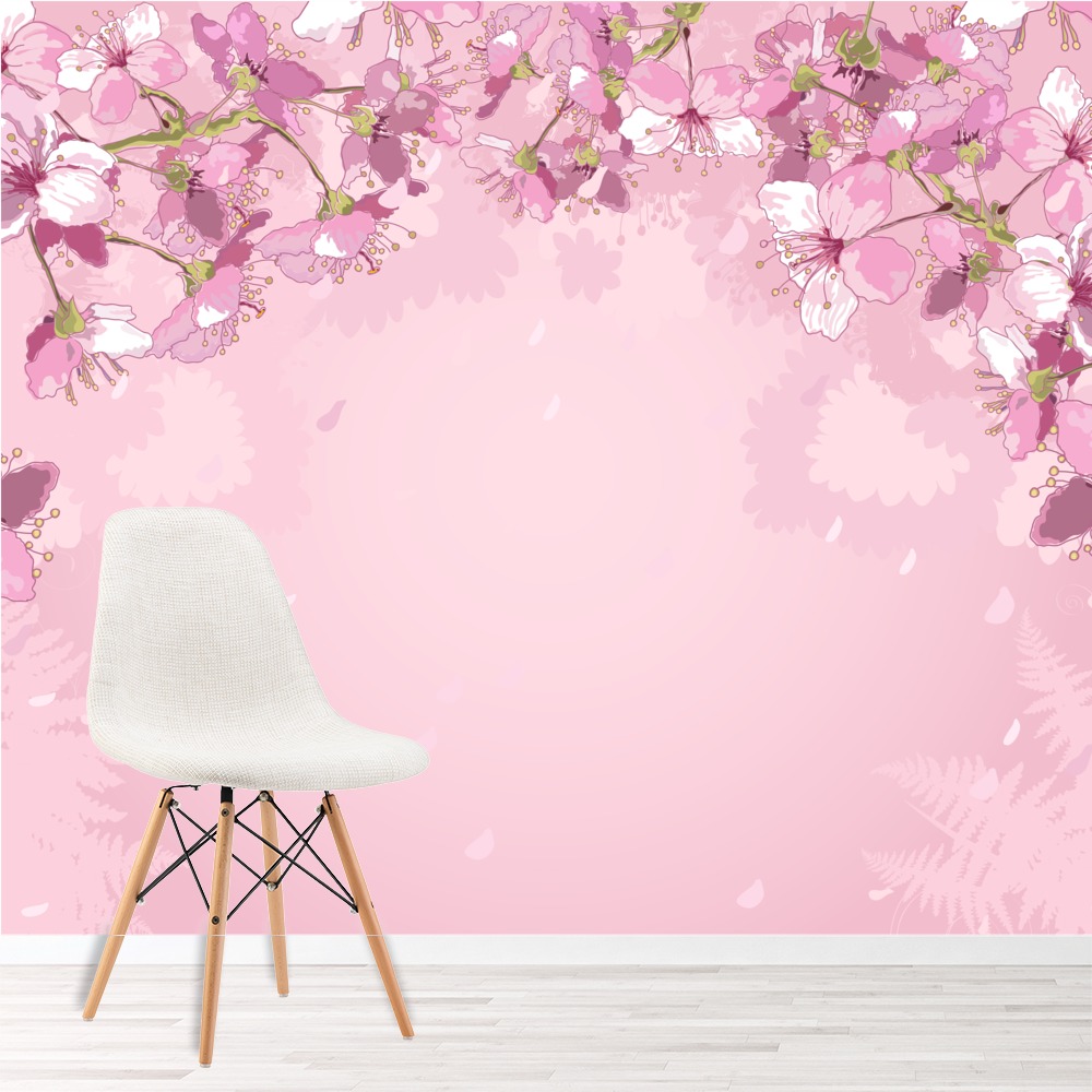 Pink Cherry Blossom Wallpaper Wall Mural