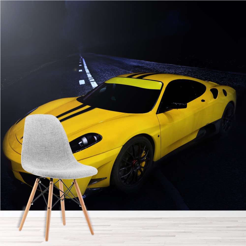 Yellow Sports Car Race Car Wallpaper Wall Mural