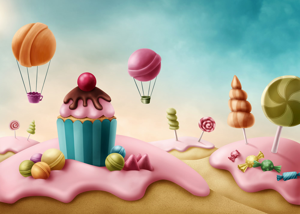 Candyland Cupcake Fairytale Wallpaper Wall Mural