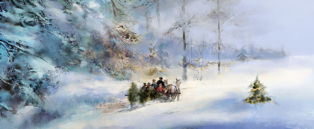 Christmas Scene Snowy Winter Wallpaper Wall Mural