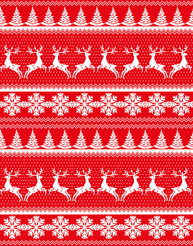 Red Reindeer Pattern Christmas Wallpaper Wall Mural