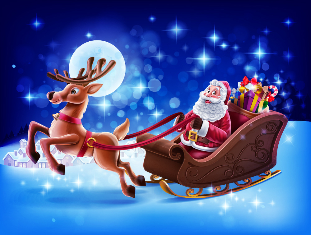 Santa Rudolph Christmas Wallpaper Wall Mural