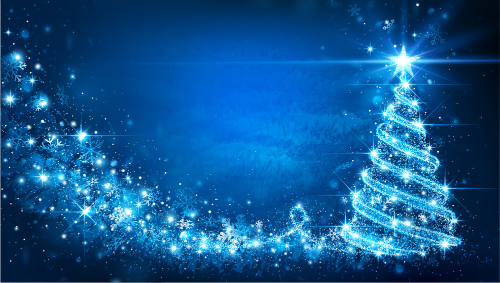 Blue Christmas Tree Wallpaper Wall Mural