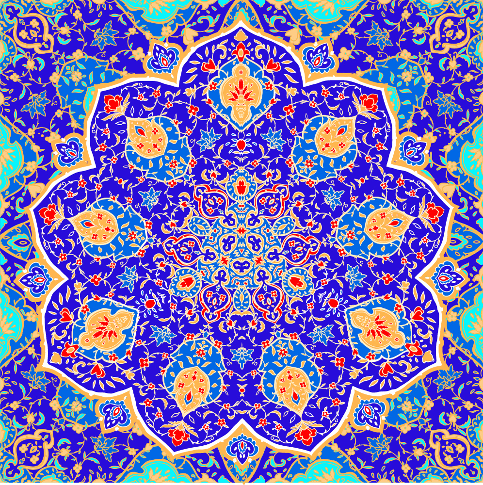 Blue Tile Pattern Islamic Design Wallpaper Wall Mural