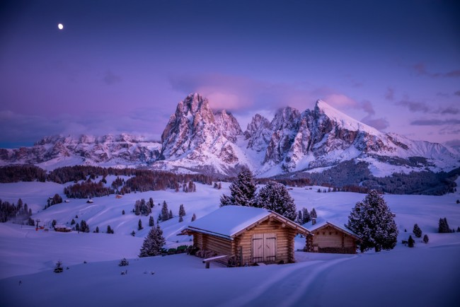 Dusky Mountains Winter Snow Wallpaper Wall Mural