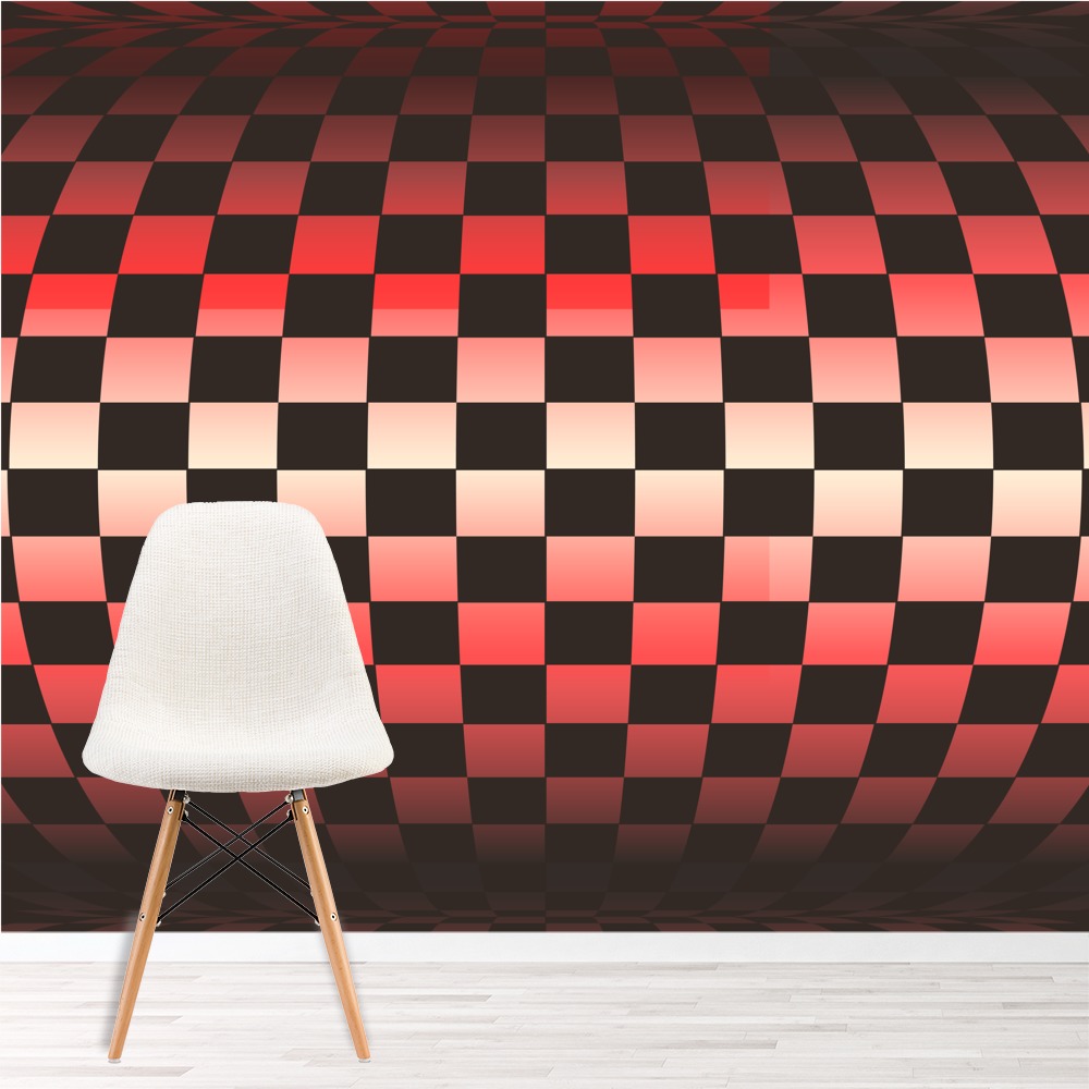 Optical Illusion 3d Chequered Wallpaper Wall Mural