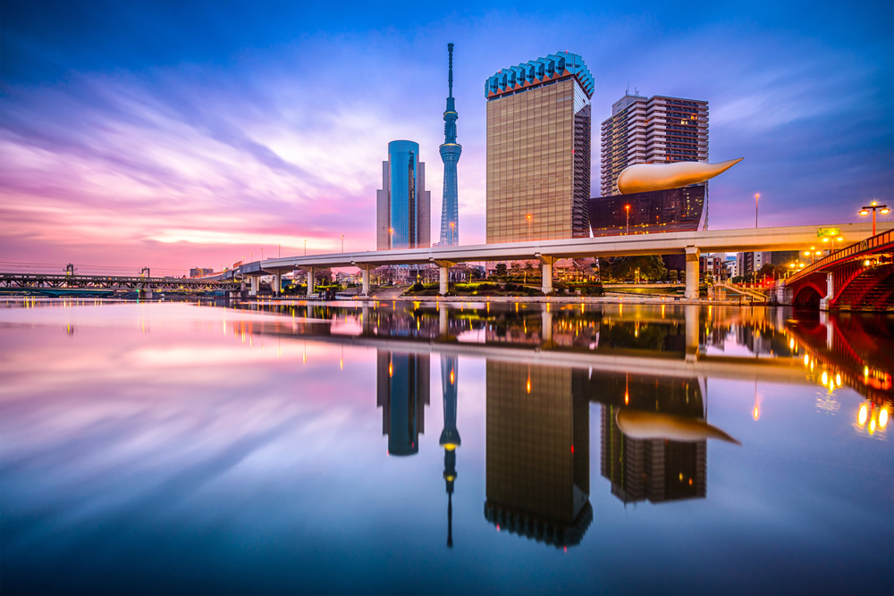 Tokyo Skyline Sumida River Japan Wallpaper Wall Mural