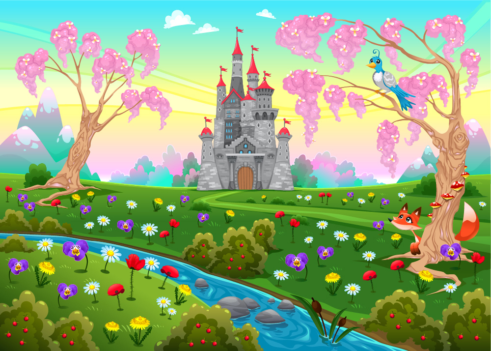 Fairytale Forest Castle Wallpaper Wall Mural