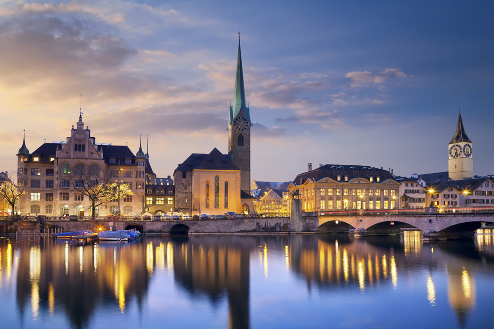 Zurich City Skyline Switzerland Wallpaper Wall Mural