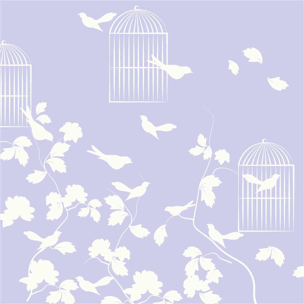 lilac bird cage flowers wallpaper wall mural