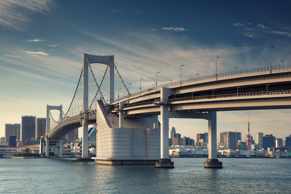 Tokyo Cityscape Rainbow Bridge Wallpaper Wall Mural Tokyo Cityscape Rainbow Bridge Wallpaper Wall Mural