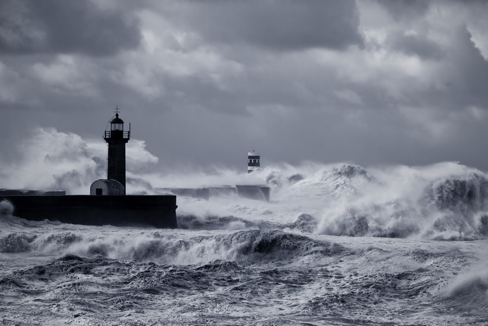 Stormy Ocean Lighthouse Seascape Wallpaper Wall Mural
