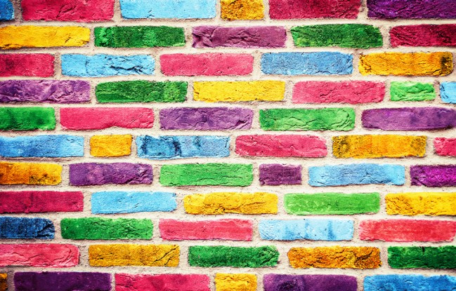 Rainbow Brick Texture Wall Wallpaper
