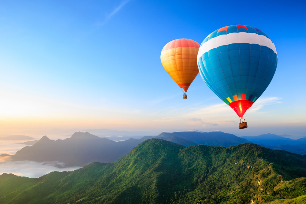 Hot Air Balloon Mountain Landscape Wallpaper Wall Mural