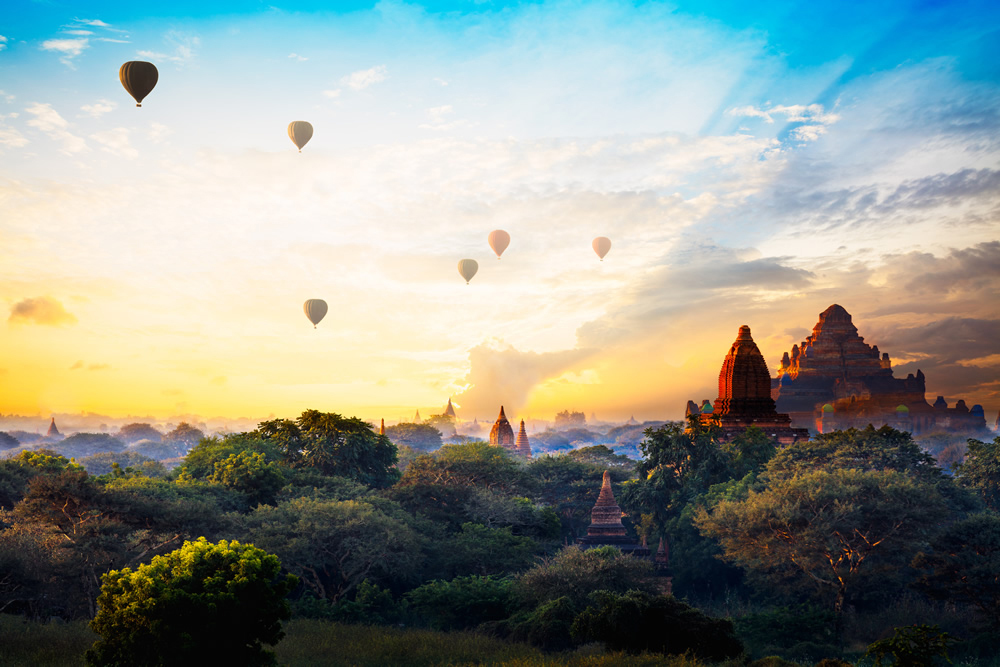 bagan temples asia landscape wallpaper wall mural