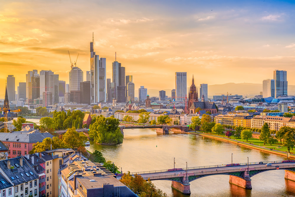 frankfurt morning germany city skyline wallpaper wall mural