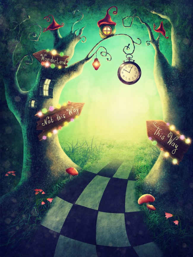 To The Enchanted Wood Alice In Wonderland Wallpaper Wall Mural
