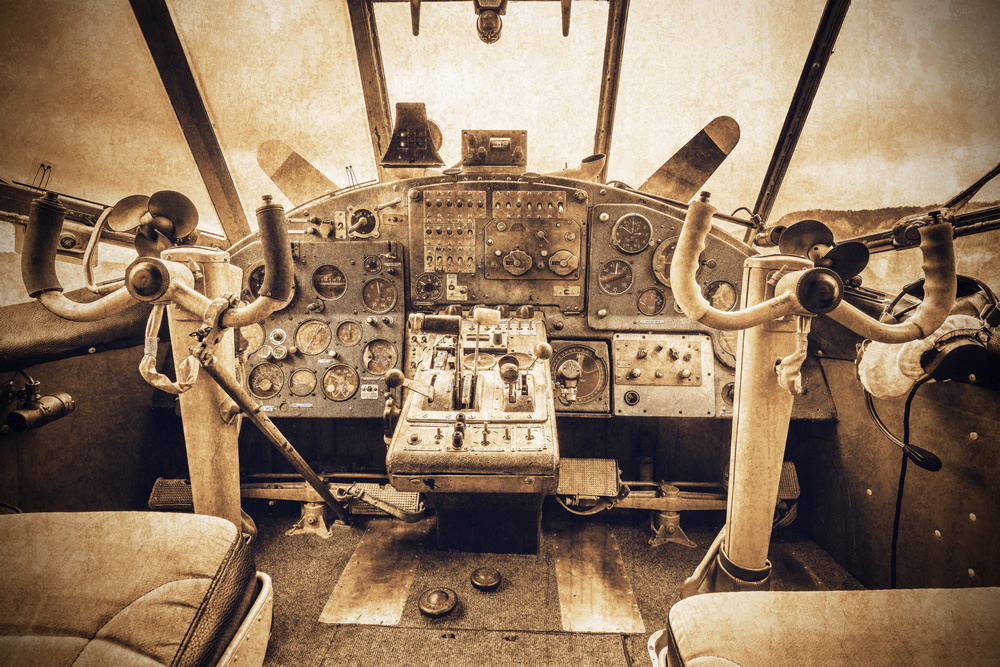 vintage plane cockpit wallpaper wall mural
