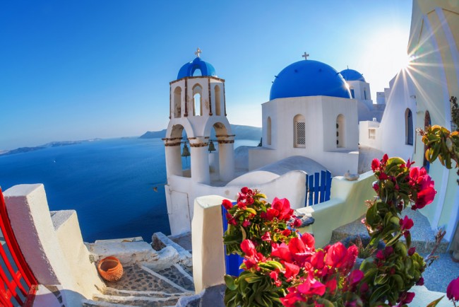 White Buildings Of Santorini Wallpaper Wall Mural