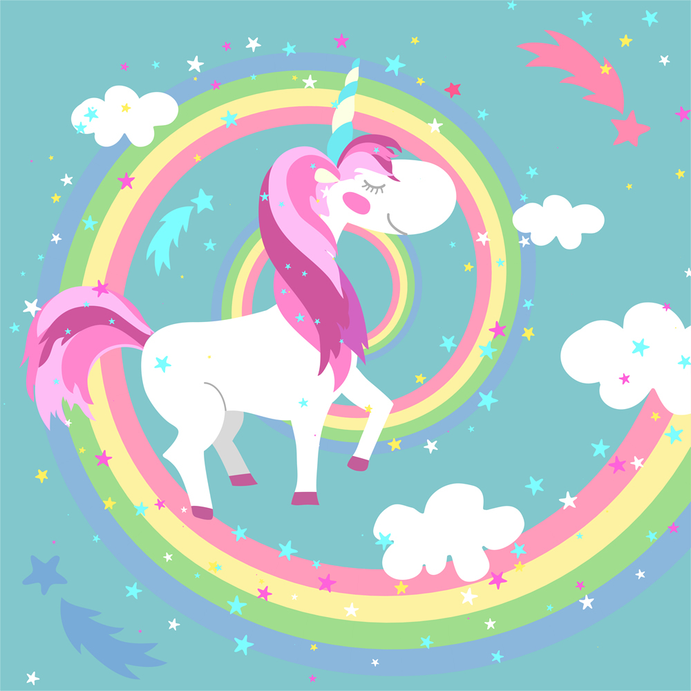 Rainbow Clouds Unicorn Wallpaper Wall Mural