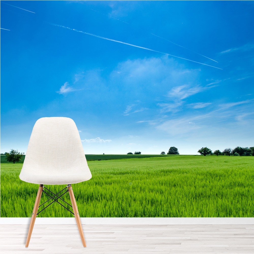 Green Field Countryside Panoramic Wallpaper Wall Mural