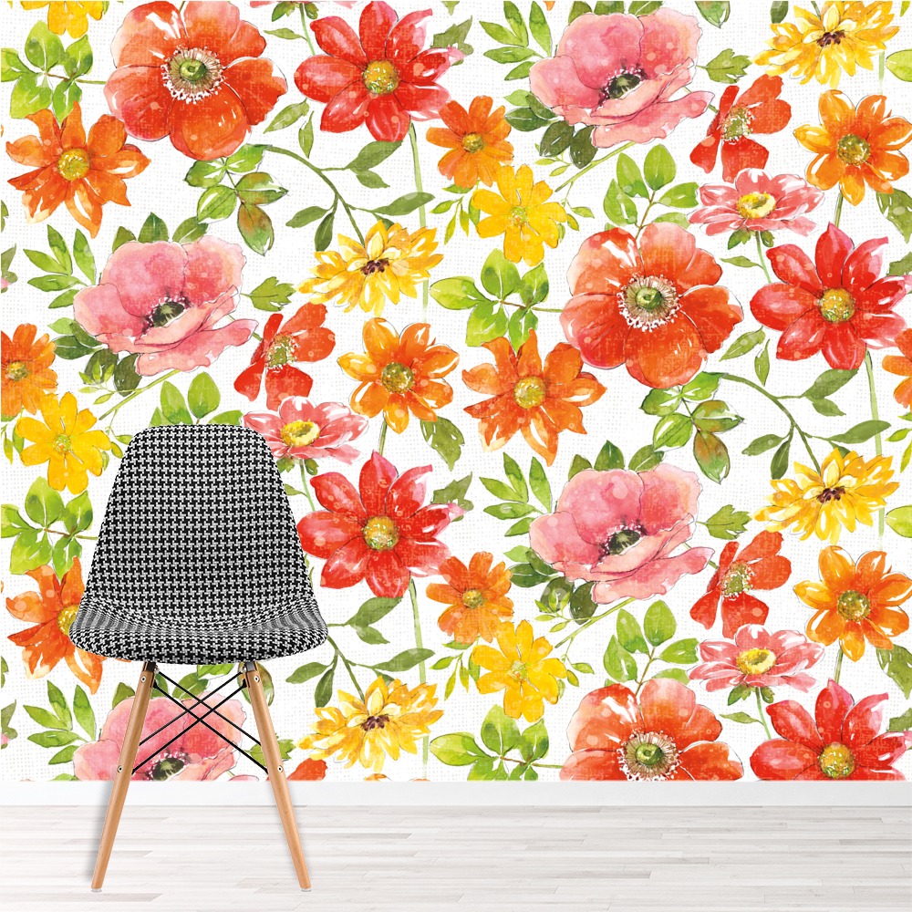 Farmhouse Floral Pattern Wall Mural By Beth Grove