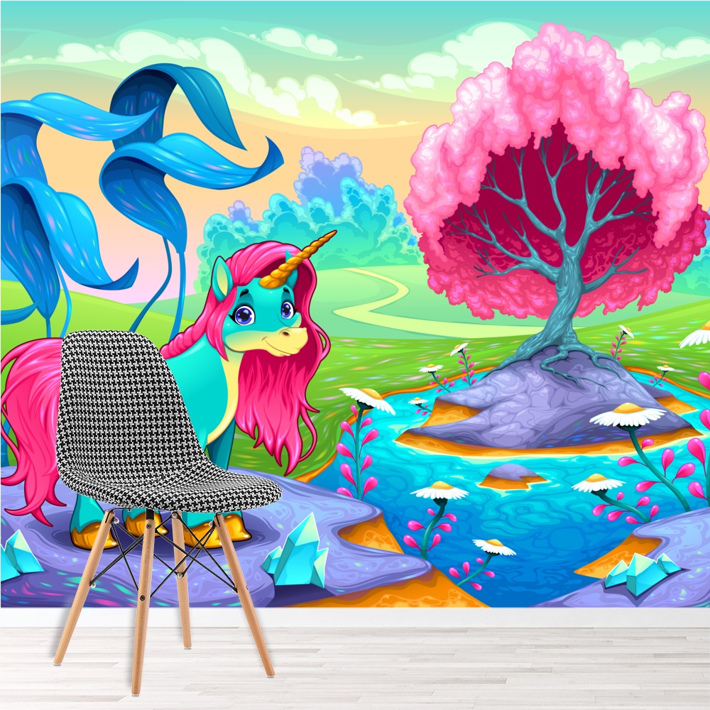 Happy Unicorn Wall Mural by Danilo Sanino