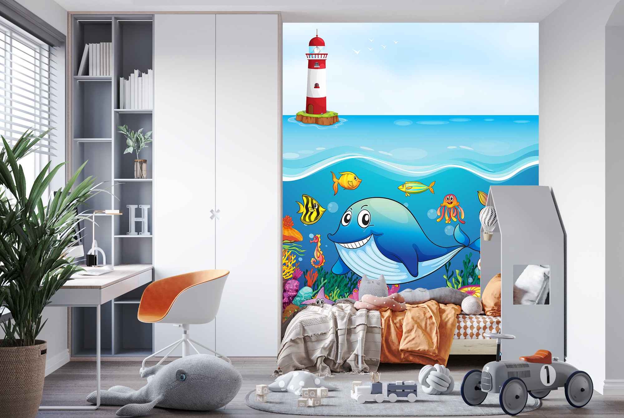Whale Friends Under The Sea Wallpaper Wall Mural