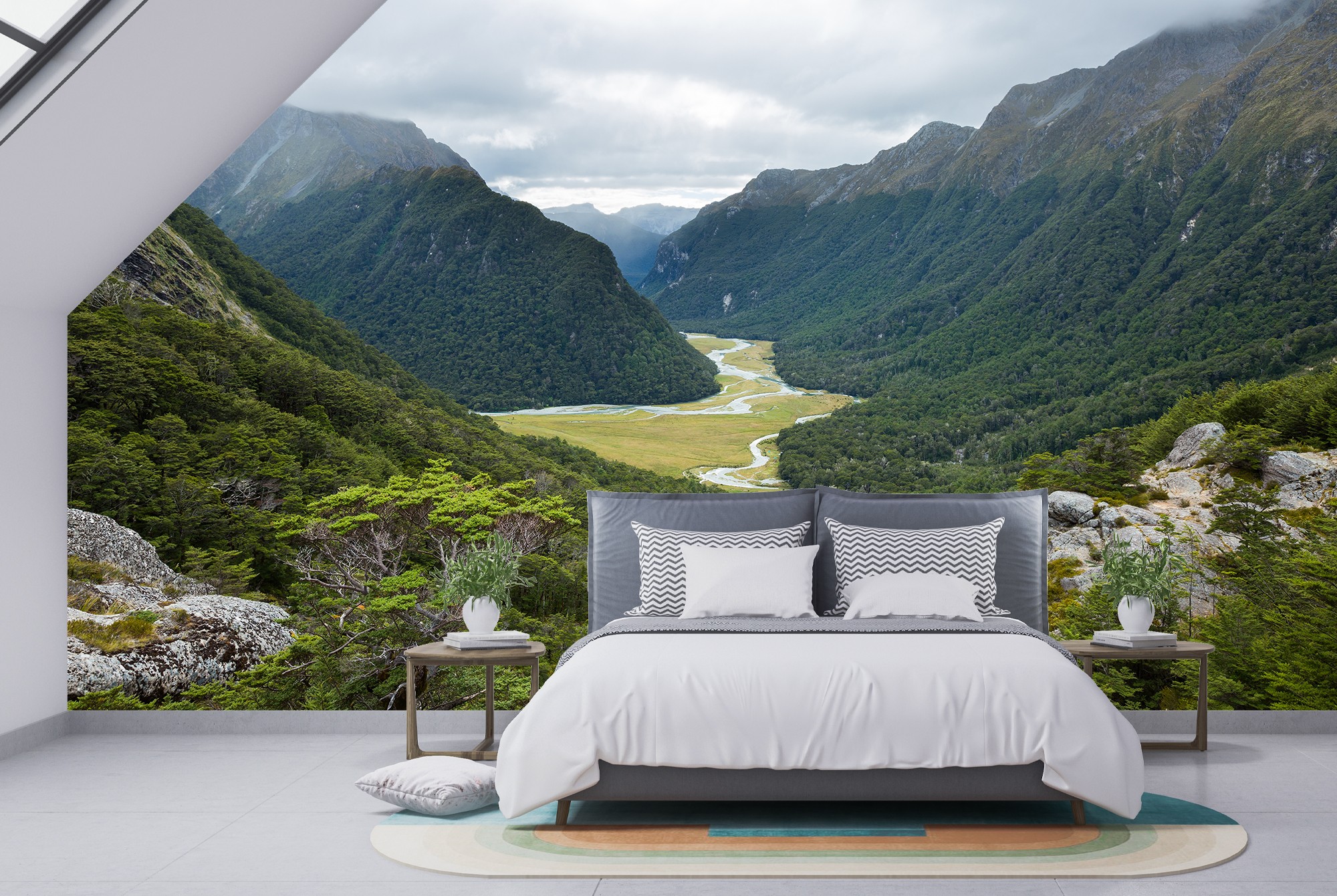 New Zealand Mountain Valley Wallpaper Wall Mural