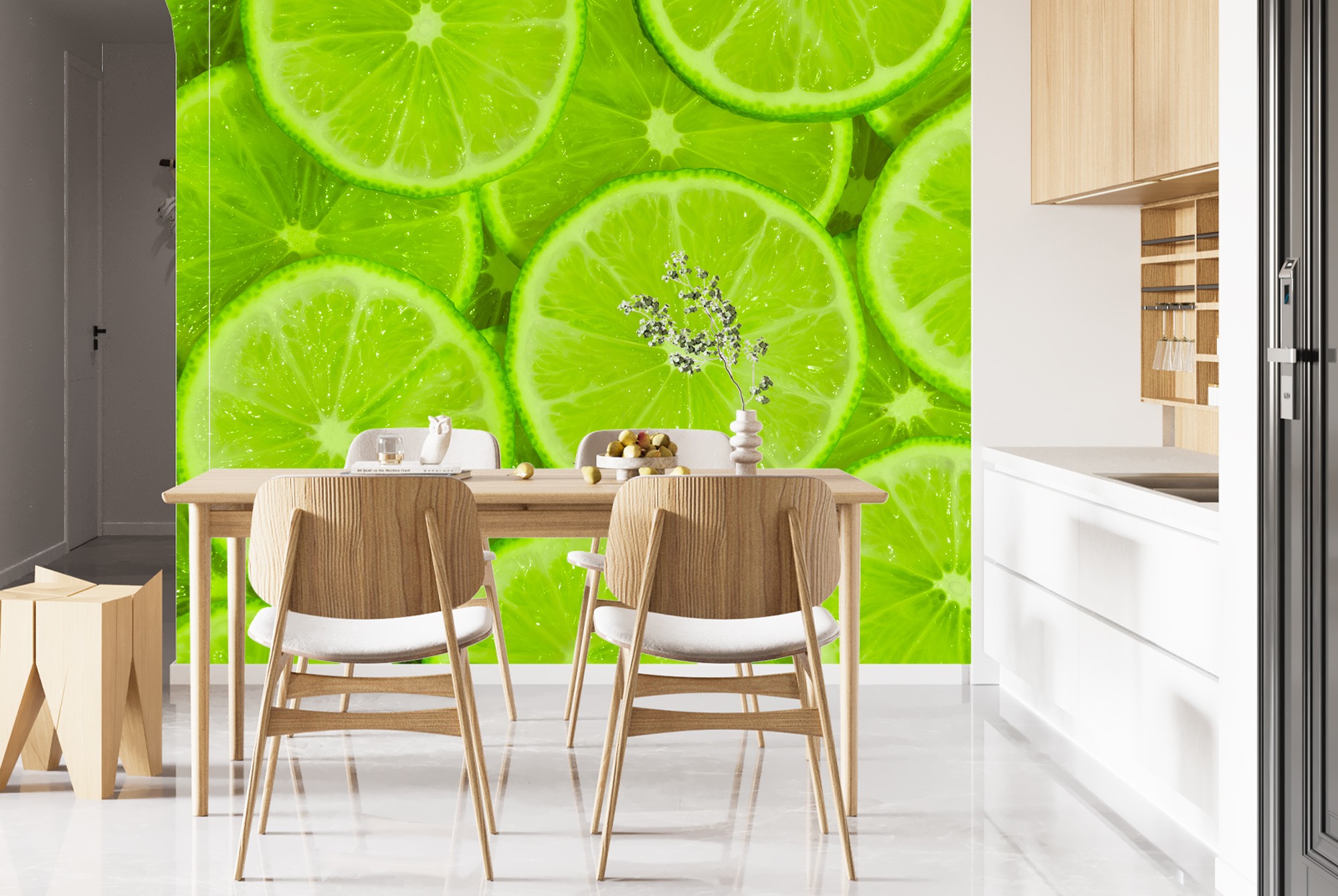 Lime green kitchen wallpaper best sale