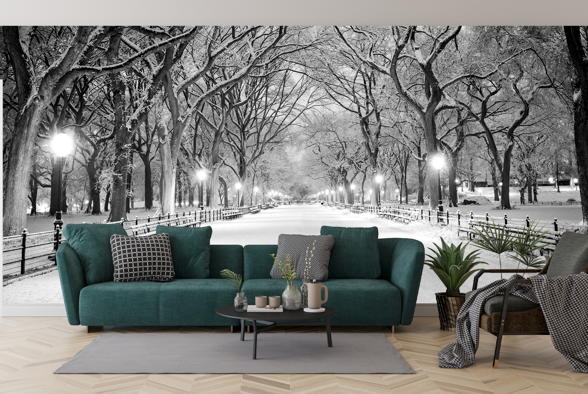 Central Park New York Wall Mural Black u0026 White Wallpaper Winter Tree Photo Decor
