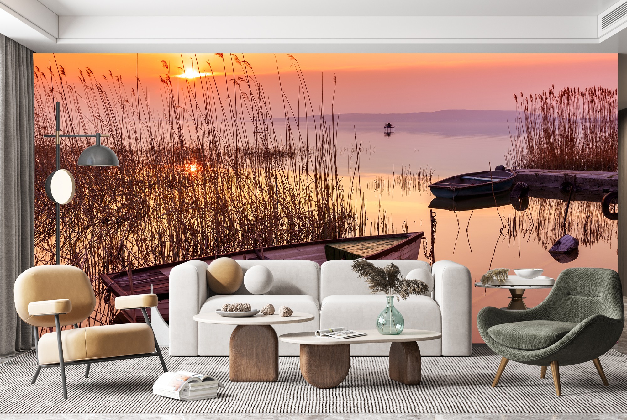 Sunset Lake Wallpaper Wall Mural