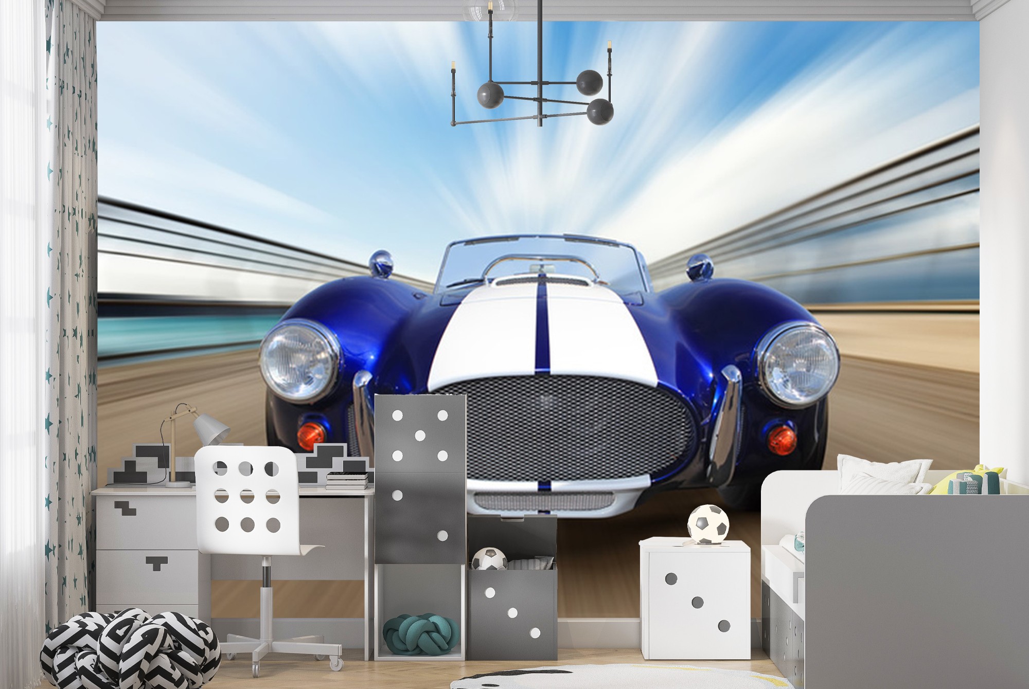 Speeding Classic Car Wallpaper Wall Mural