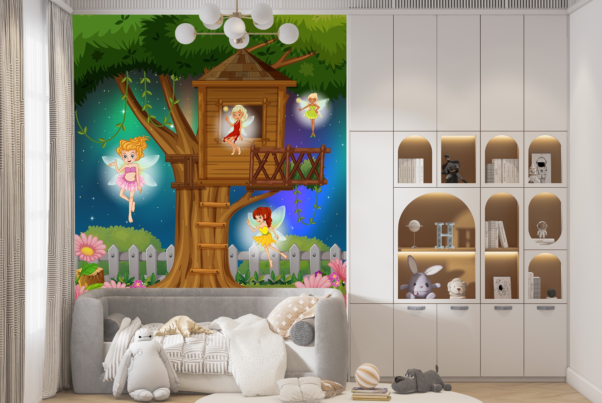 Fairy Tree Wall Mural Fantasy Wallpaper Girls Bedroom Nursery Photo Home Decor