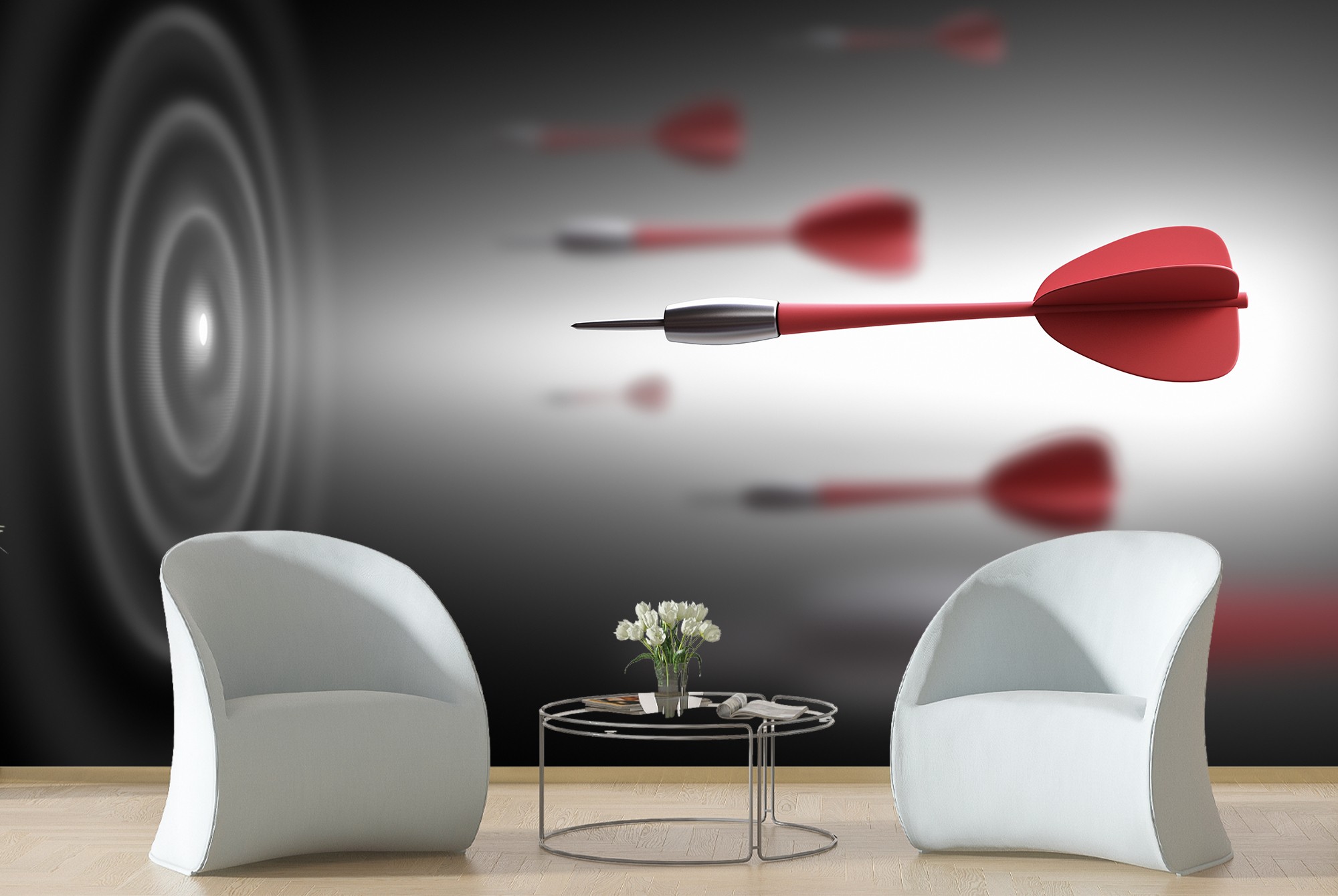 Red Darts Dart Board Wallpaper Wall Mural