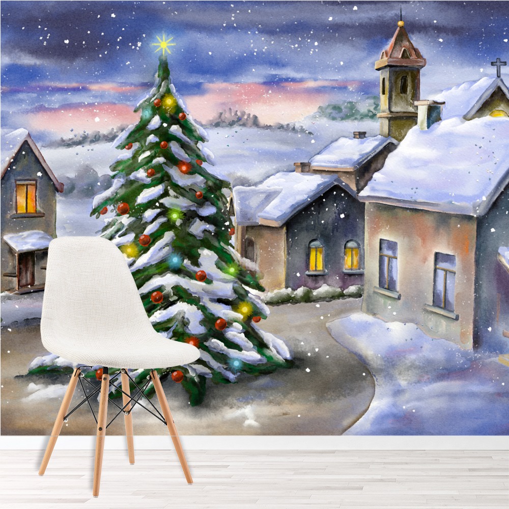 Christmas Village Wallpaper Wall Mural