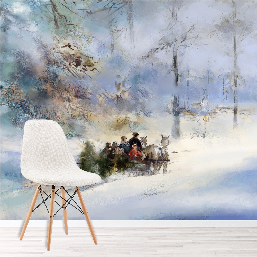 Christmas Scene Snowy Winter Wallpaper Wall Mural