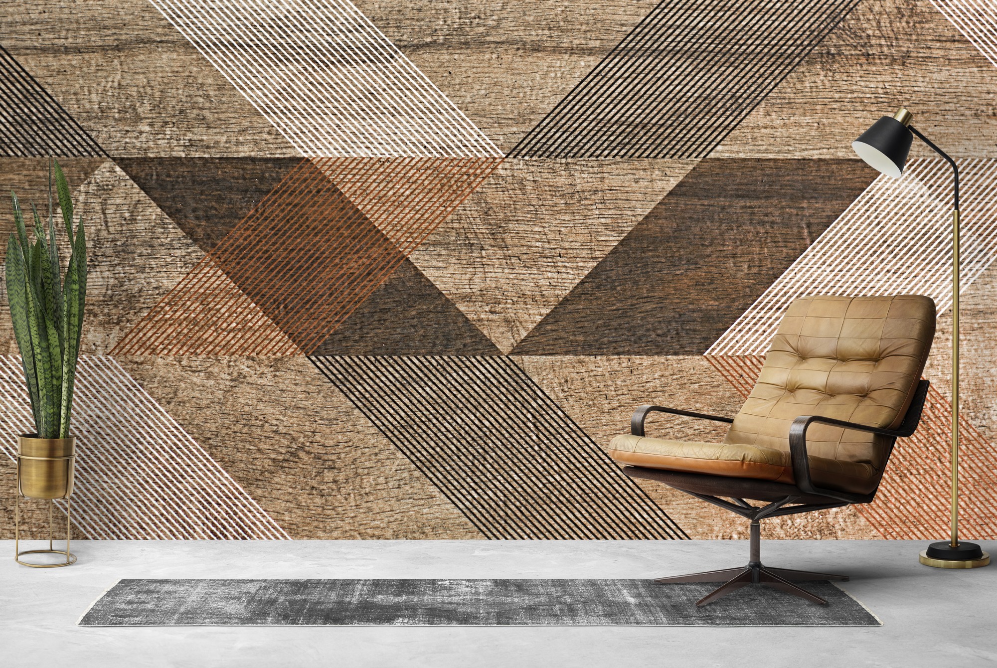 Mosaic Tile Wooden Texture Wallpaper Wall Mural