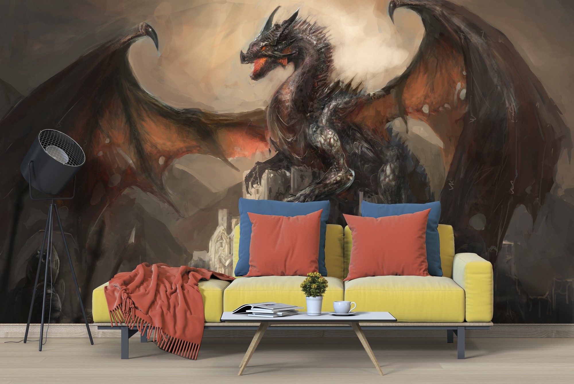 Dragon Castle Wallpaper Wall Mural