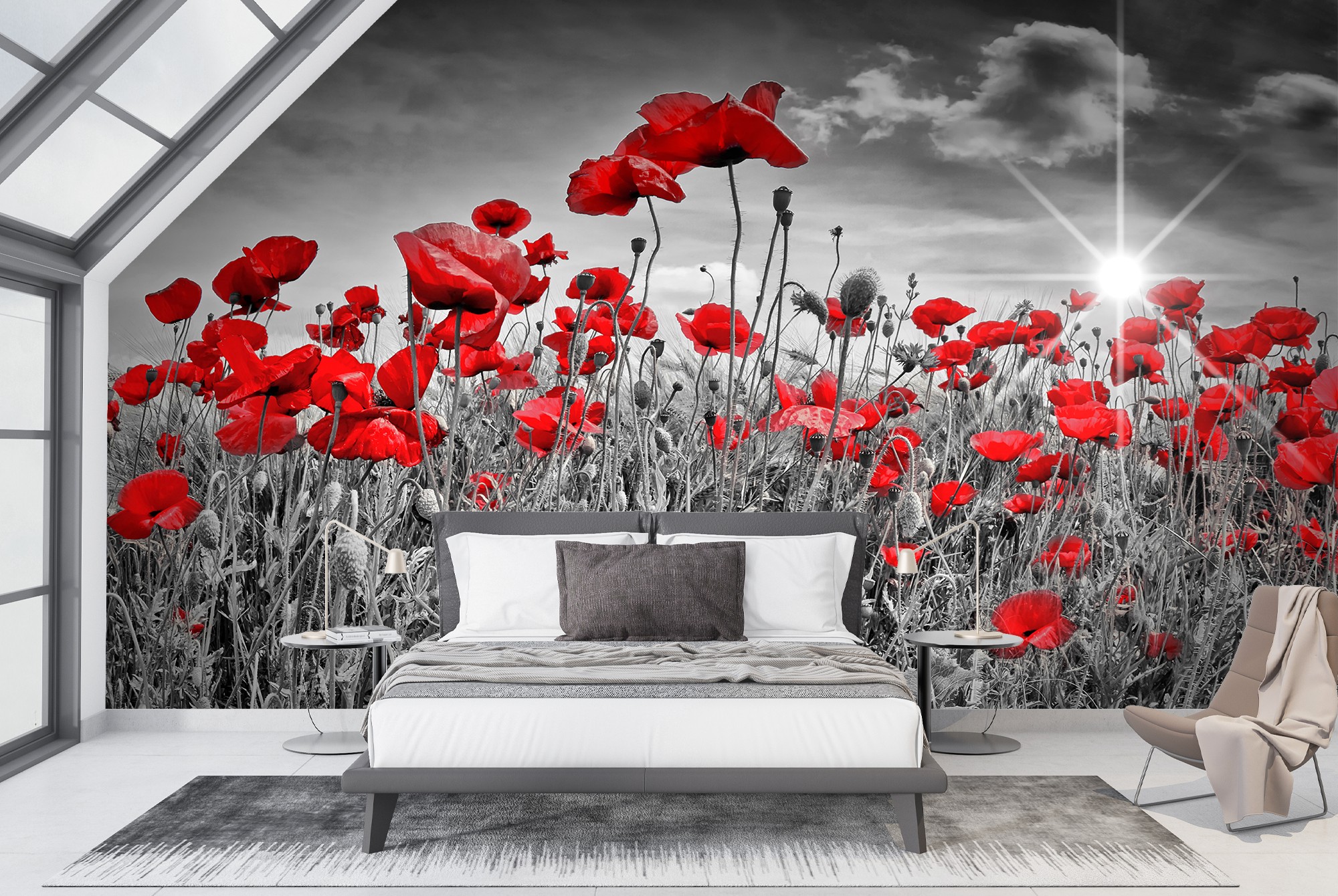 Idyllic Field of Poppies Wall Mural by Melanie Viola