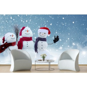 Snowman Friends Christmas Wallpaper Wall Mural