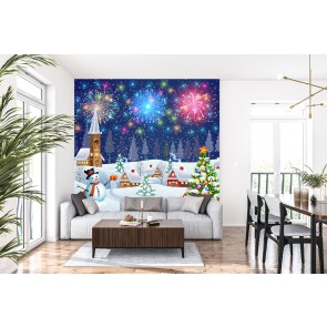 Christmas Fireworks Wallpaper Wall Mural